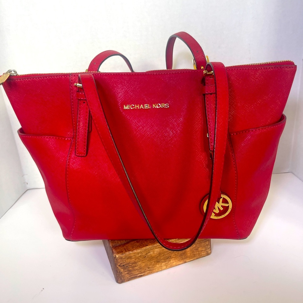 Michael Kors Red Saffiano Leather Tote